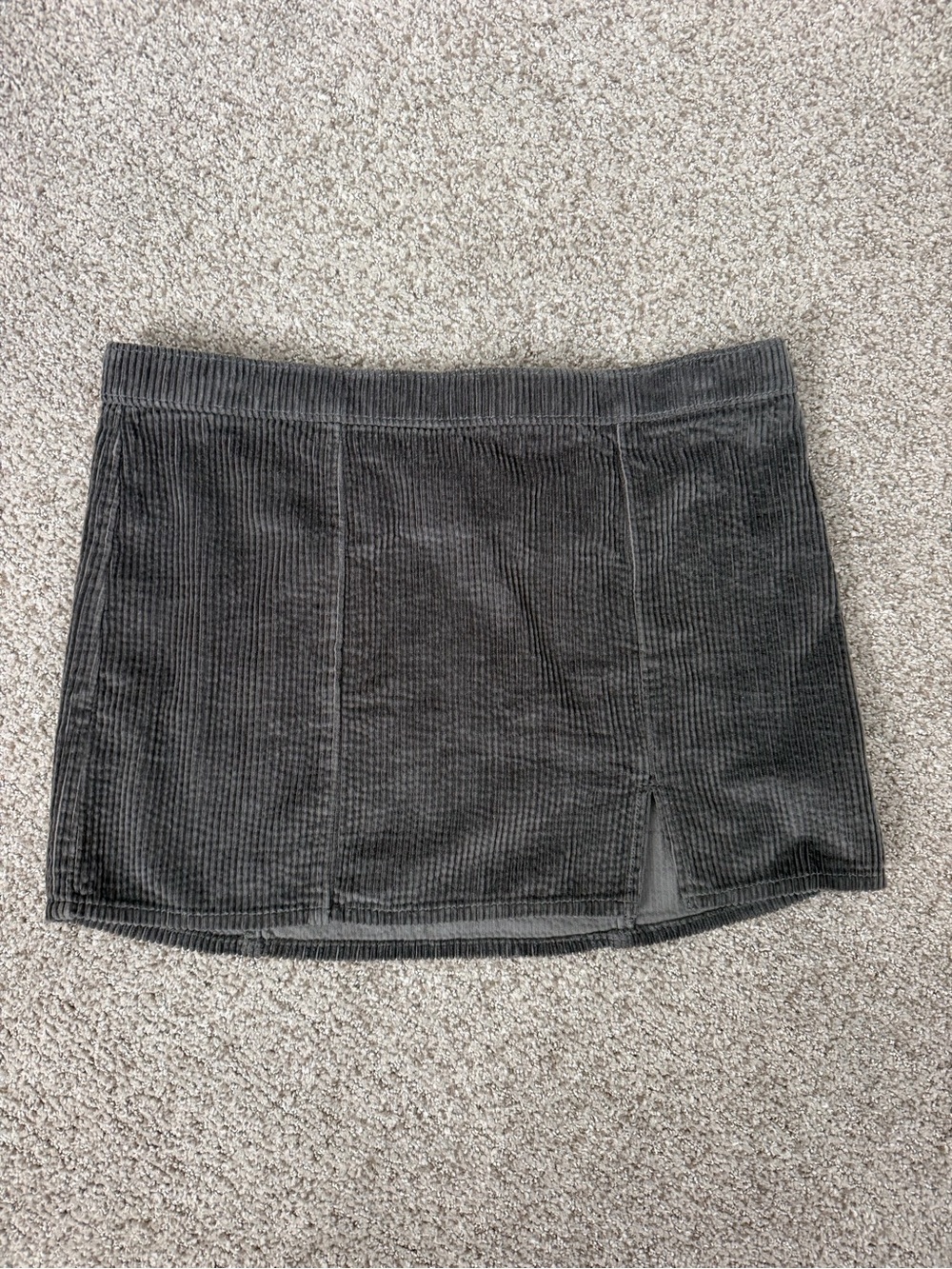 aerie Charcoal Gray Corduroy Mini Skirt with Front Slit